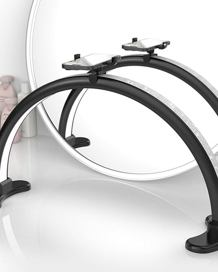 Large Half Moon LED Light for Table Nail Desk Lamp, Upgrade Arch Light for Nail Techs with Phone Stand Perfect for Nails Tech Manicure (Black) - LeafyLoom