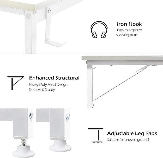 Lufeiya White Small Desk for Bedroom - Student Kids Study Writing Table for Home Office Bedroom Small Spaces 32 Inch Modern Mini Laptop PC Computer Desks, White - LeafyLoom