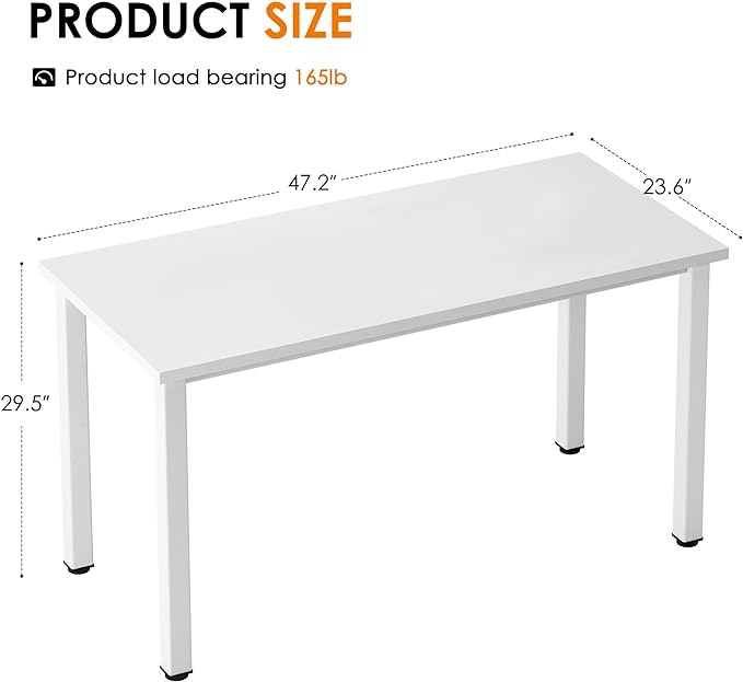 Need Computer Desk, 47 inch Home Office Desk, Modern Simple Style Home Office Gaming Desk, Basic Writing Table for Study Student, White - LeafyLoom