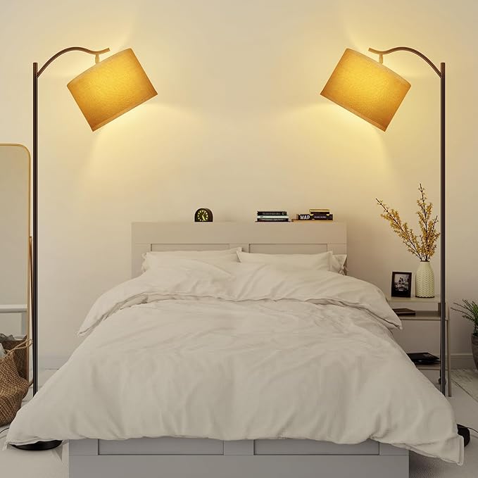 BoostArea Floor Lamp for Living Room,Arc Floor Lamp with Remote Control,Stepless Dimmable Brightness & Colors Temperature 2700k-6500k,Modern Standing Lamp for Bedroom Study Room Office,Jute - LeafyLoom
