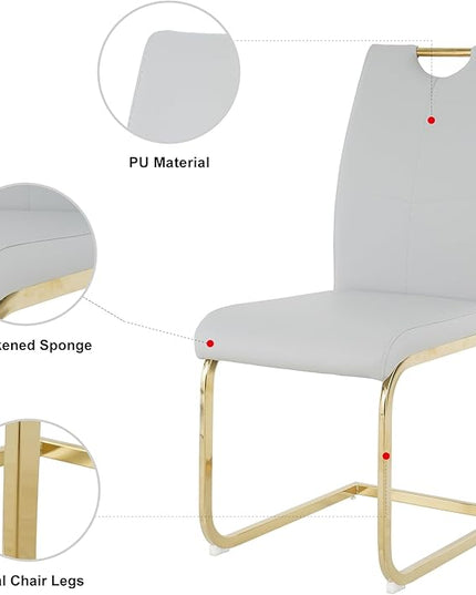 NicBex Haerin-SD-00373-LWJ Dining Chairs, 16.5"x17.9"x38.2", Grey and Gold - LeafyLoom