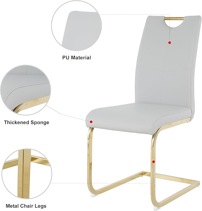 NicBex Haerin-SD-00373-LWJ Dining Chairs, 16.5"x17.9"x38.2", Grey and Gold - LeafyLoom