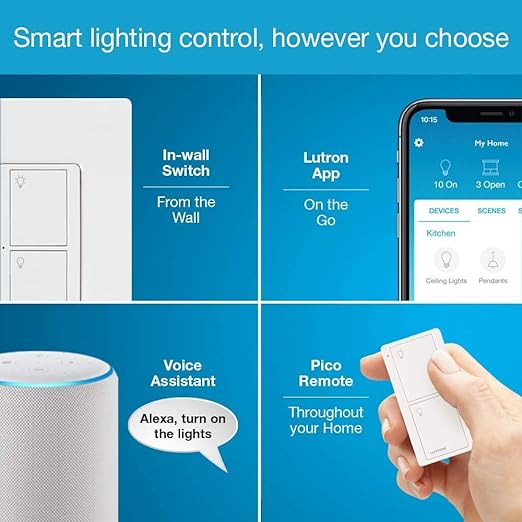 Lutron Caseta Smart Switch Starter Kit | Compatible with Alexa, Apple HomeKit, and the Google Assistant | P-BDG-PKG1WS | White Lutron