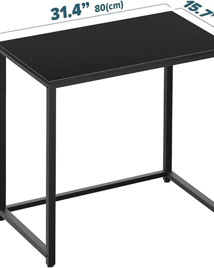 SINPAID Small Computer Desk 31.5 inches Desk for Small Spaces Sturdy Home Office Desk Modern Gaming Desk Study Writing Laptop Table, Black Desk - LeafyLoom
