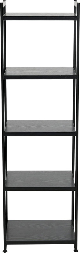 Household Essentials 5 Shelf Free Standing Book Case, Black Oak Finish - LeafyLoom
