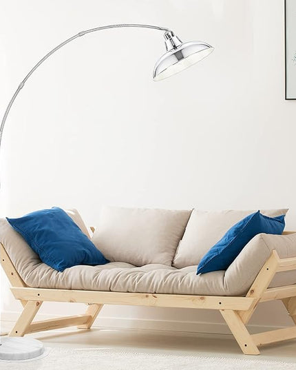 Modern 77" Arc Floor Lamp - Adjustable Sliver Standing Lamp for Living Room, Rotatable Arch Metal Pole Task Lamp Over The Couch, Adjustable Tall Lamp for Bedroom Office Home Brushed Nickel - LeafyLoom