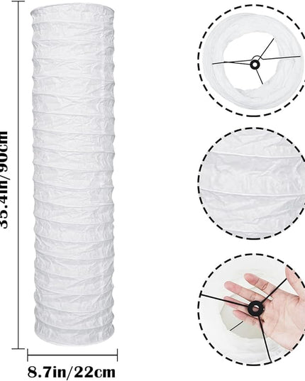 Paper Floor Lamp Shade, Foldable and Minimalist Style Rice Paper Lamps Classic Modern Paper Floor Light Bulb Cage Guard for Living Room Bedroom Décor - LeafyLoom