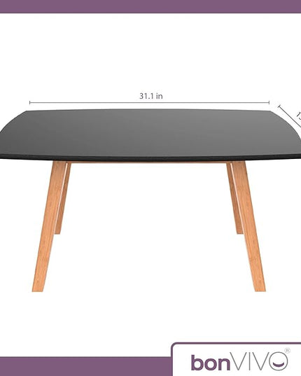 bonVIVO Small Coffee Table - Franz Designer Low Coffee Table with Wooden Frame for Small Spaces and Storage, Small Desk, Living Room Furniture for Men and Women - Black - LeafyLoom