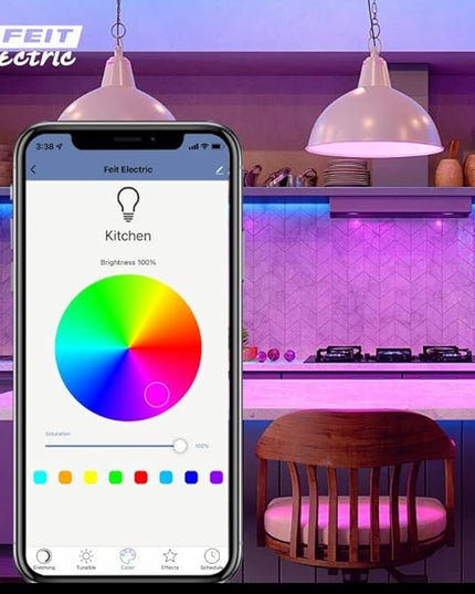 Feit Electric A19 Smart LED Light Bulb, 60W Equivalent, Dimmable, RGBW Color Changing, Alexa & Google Home Compatible, 2.4GHz Wi-Fi Enabled, 800 Lumens, 25,000-Hour Lifetime, OM60/RGBW/CA/AG/6, 6-Pack FeitElectricCompany