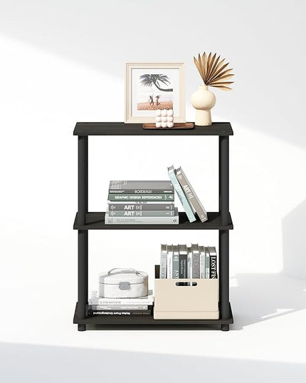 Furinno Turn-N-Tube 3-Tier Multipurpose Compact Display Rack, Shelving Unit, Bookcase, Espresso/Black - LeafyLoom