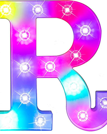 Glintee Light Up Letters Letter Lights - Colorful LED Letters Lights Alphabet for Romantic Valentines Day Night Lights Wedding Birthday Party Home Bar Decor- (Colorful R) - LeafyLoom