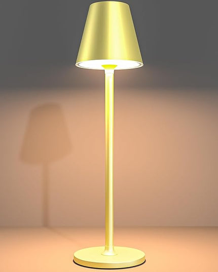 Modern LED CordlessTable Lamp,4000mAh Rechargeable Battery Desk lamp,3 Level Brightness Night Light, Minimalist Design, for Couple Dinner/Coffee Table/Restaurant/Bedroom(Champagne Gold) - LeafyLoom