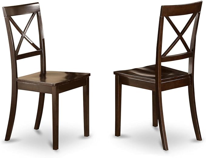 East West Furniture ANBO3-CAP-W 3 Piece Room Furniture Set Contains a Round Dining Table with Pedestal and 2 Wood Seat Chairs, 36x36 Inch - LeafyLoom
