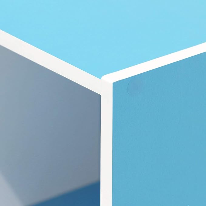 Furinno Luder Bookcase / Book / Storage , 11-Cube, White/Light Blue - LeafyLoom