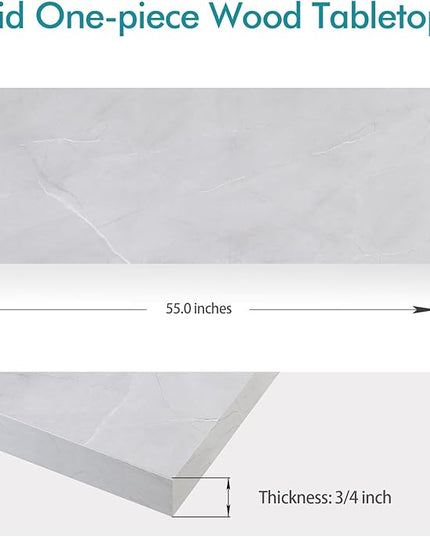 Kaboon Universal Tabletop 55"x20", Solid One-Piece Melamine Table Top, Double Desk L-Desk DIY, Home and Office, White Rock - LeafyLoom