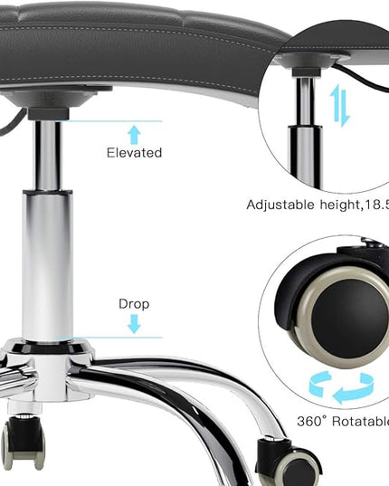 360° Office Desk Chair,PU Adjustable Rolling Task Chair with Backrest for Barber,Office,Home, Computer,360° Swivel,Armless (black) - LeafyLoom