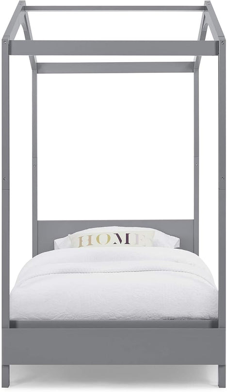Delta Children Poppy House Wood Twin Bed, Platform Bed - No Box Spring Needed, Grey - LeafyLoom