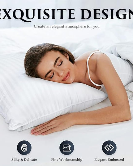 COZSINOOR Bed Pillows Queen Size: Hotel Quality Set of 2 - Down Alternative Microfiber Filled for Back, Stomach, Side Sleepers, Breathable & Skin-Friendly - LeafyLoom