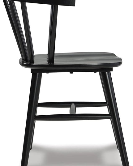 Signature Design by Ashley Otaska Modern Farmhouse Spindle Dining Chair, Set of 2, Black - LeafyLoom