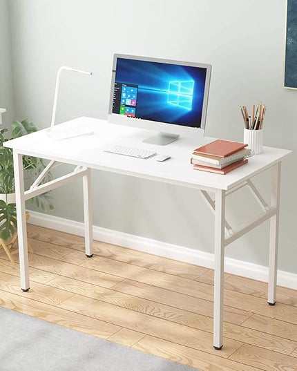 Folding Desk, 31.5 inch No Assembly Folding Desks for Small Spaces, Sturdy Foldable Computer Desk, Multi-Purpose Home Office Desks, Study Writing Desk Office Table Workstation for Home Office Outdoor - LeafyLoom