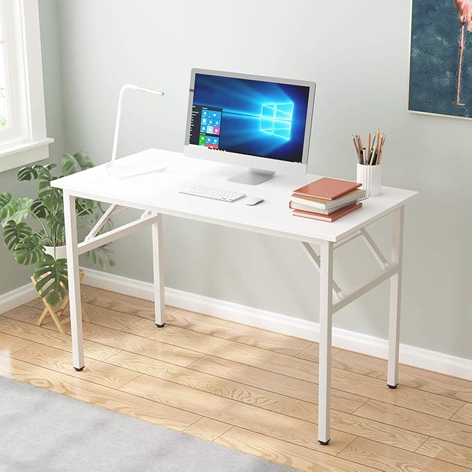 Folding Desk, 62 inch No Assembly Folding Desks for Small Spaces, Sturdy Foldable Computer Desk, Functional Home Office Desks, Study Writing Desk Office Table Workstation for Home Office Outdoor - LeafyLoom