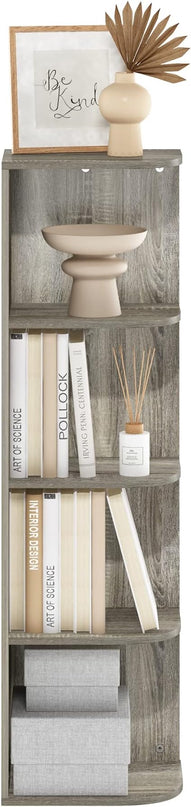Furinno Pasir 4-Tier Corner Open Shelf Bookcase, French Oak - LeafyLoom