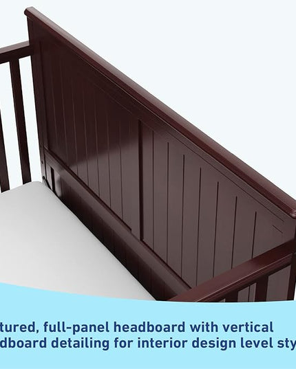 Graco Hadley 5-in-1 Convertible Crib with Drawer (Espresso) – Crib with Drawer Combo, Includes Full-Size Nursery Storage Drawer, Converts from Baby Crib to Toddler Bed, Daybed and Full-Size Bed - LeafyLoom