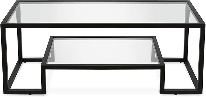 Henn&Hart 45" Wide Rectangular Coffee Table in Blackened Bronze, Modern coffee tables for living room, studio apartment essentials - LeafyLoom