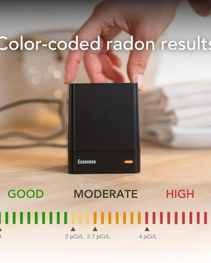 Ecosense EQ100 EcoQube, Digital Radon Detector, Fast Capture of Fluctuating Levels, Short & Long-Term Continuous Monitoring with Trend Charts, Remote Data Access, Only Support 2.4 GHz Networks Ecosense