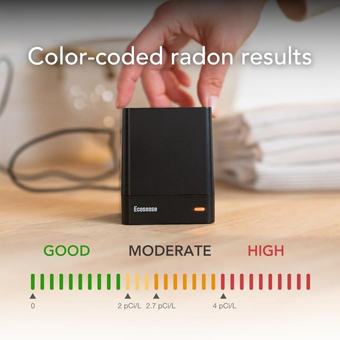 Ecosense EQ100 EcoQube, Digital Radon Detector, Fast Capture of Fluctuating Levels, Short & Long-Term Continuous Monitoring with Trend Charts, Remote Data Access, Only Support 2.4 GHz Networks Ecosense