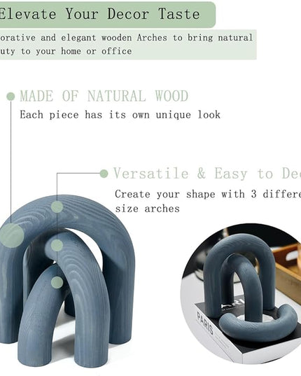 3Pcs wood arch Decor Accents - Decorative home table Arch Modern boho Minimalist Coffee table bookshelf living Room Entryway aesthetic Decorations Objects - LeafyLoom