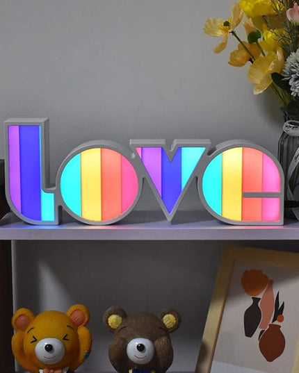 GUOCHENG LED Love Sign Lights - Love Marquee Signs Lamp Battery&USB Power Love Letters Decoration for Home Children Kids Bedroom Nursery,Valentine's Day Gifts(Rainbow) - LeafyLoom