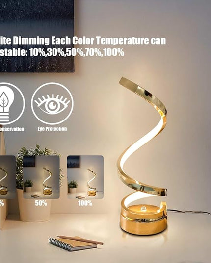 ELINKUME LED Table Bedside Lamps with Touch 12W,Stepless Dimming Home Desk Lamp with 3 Color(3000K/4500K/6000K),Gold Reading Night Light for Bedroom,Living Room,Study,Office,Kids Room,Meeting Room - LeafyLoom