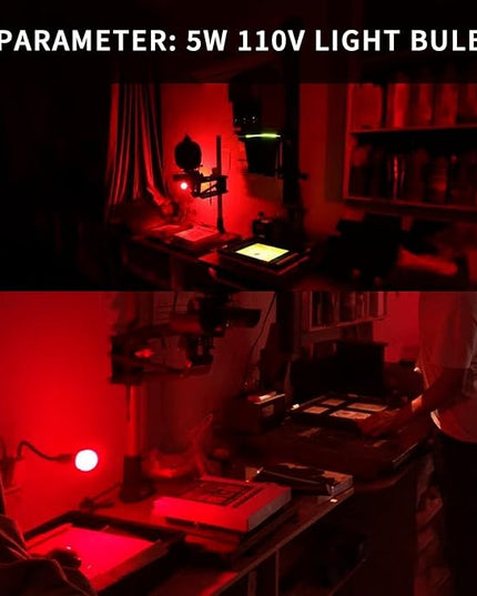 eTone Darkroom Safe Light Lamp E27 LED Screw Mouth Wall Light 360 Degree Desk Light with Switch - LeafyLoom