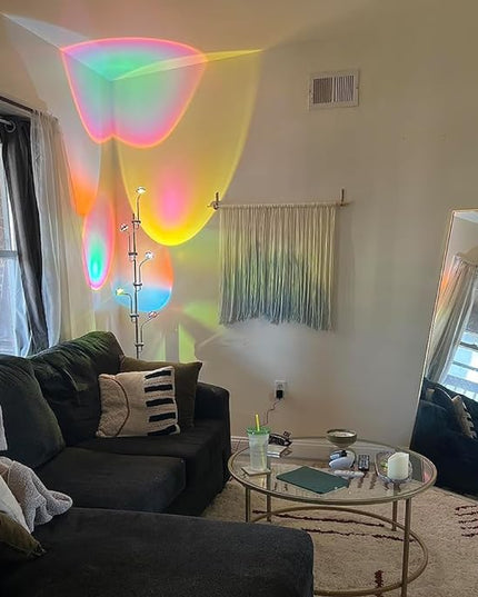 Unique 5 Multi Head Sunset Lamp Projector LED Corner Floor Lamps for Live Ambient Lighting in Living Rooms, Bedrooms, Dining Rooms and Bars - LeafyLoom