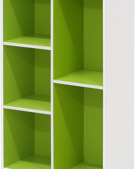 Furinno Luder Bookcase / Book / Storage , 5-Cube, White/Green - LeafyLoom