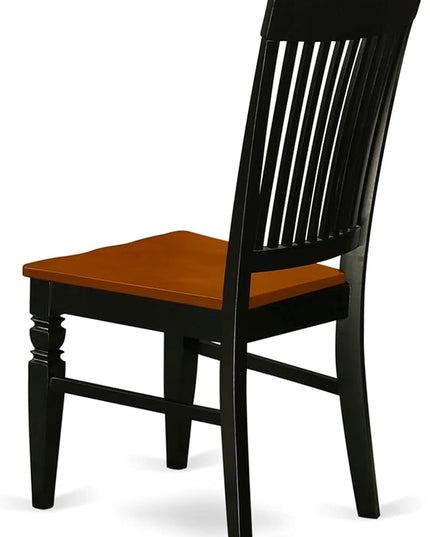 East West Furniture WEC-BCH-W Weston Dining Chairs - Slat Back Wooden Seat Chairs, Set of 2, Black & Cherry - LeafyLoom