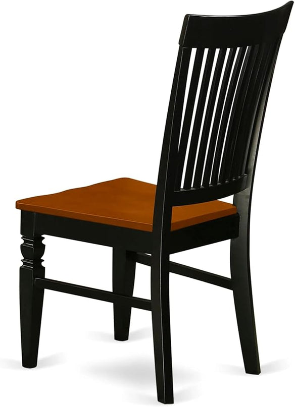 East West Furniture WEC-BCH-W Weston Dining Chairs - Slat Back Wooden Seat Chairs, Set of 2, Black & Cherry - LeafyLoom