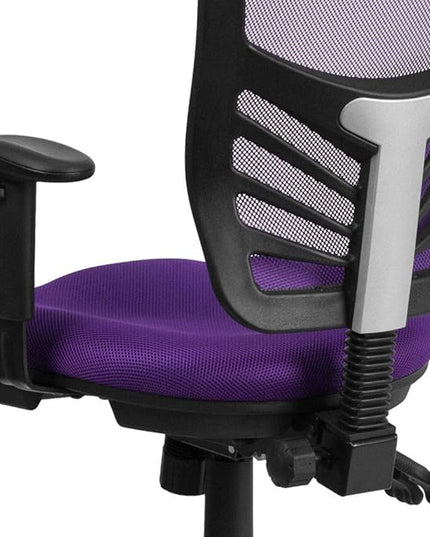 Flash Furniture Nicholas Mid-Back Swivel Office and Gaming Chair, Ergonomic Mesh Office Chair with Adjustable Lumbar Support and Height, Purple - LeafyLoom