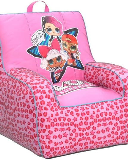 Idea Nuova LOL Surprise Kids Nylon Bean Bag Chair with Piping & Top Carry Handle, Large - LeafyLoom