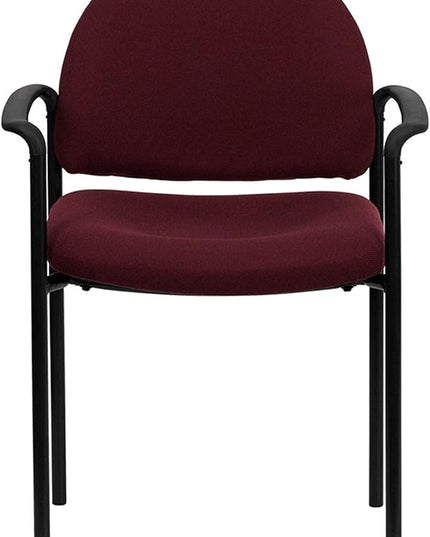 Flash Furniture Tiffany Comfort Burgundy Fabric Stackable Steel Side Reception Chair with Arms - LeafyLoom