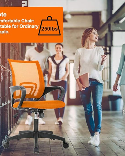 Home Office Chair Ergonomic Desk Chair Mesh Computer Chair with Lumbar Support Armrest Executive Rolling Swivel Adjustable Mid Back Task Chair for Women Adults (Orange) - LeafyLoom
