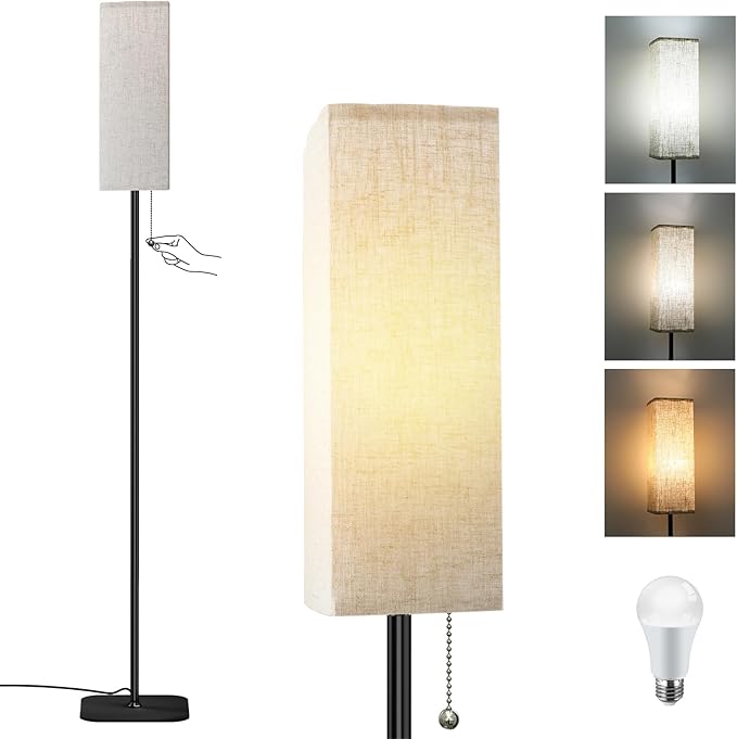 Floor Lamp for Bedroom Living Room: LED Modern Standing Lamp, Tall Lights for Office, Dimmable Pole Lamp for Reading, Kids Room, Working - LeafyLoom