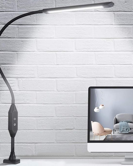 KEDSUM LED Desk Lamp with Clamp, Flexible Gooseneck Clamp Lamp with Touch & Remote Control, 10W Eye-Care Architect Desk Lamp for Office/Home, with 5 Color Modes, 5-Level Brightness & Memory Function - LeafyLoom