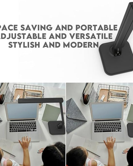 Desk Lamp, LED Dimmable Reading Light with Adjustable Lighting 5 Brightness Levels, 4 Light Colors and USB Charging Port Table Lamp (Piano Black) - LeafyLoom