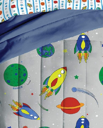 Dream Factory Space Rocket Ultra Soft Microfiber Comforter Set, Multi-Colored, Twin,2A745901MU - LeafyLoom