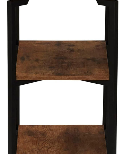 Household Essentials Crown Narrow 3 Shelf Open Storage Bookshelf Rustic Hickory Wood Grain and Black Metal - LeafyLoom
