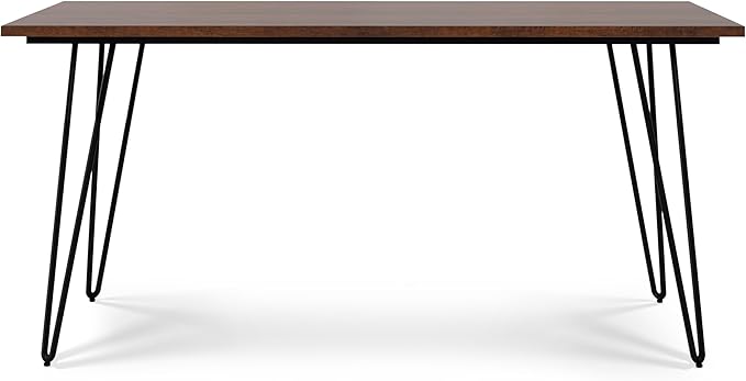 SIMPLIHOME Hunter SOLID MANGO WOOD and Metal Rectangle Industrial Table for The Dining Room, 66 inch, Umber Brown - LeafyLoom