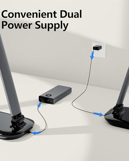 LED Desk Lamp, Table Lamp Reading Lamp with USB Charging Port, Desk Lamps for Home Office 1H Timer, Night Light, Study Lamp Desk Light for Bedroom. - LeafyLoom