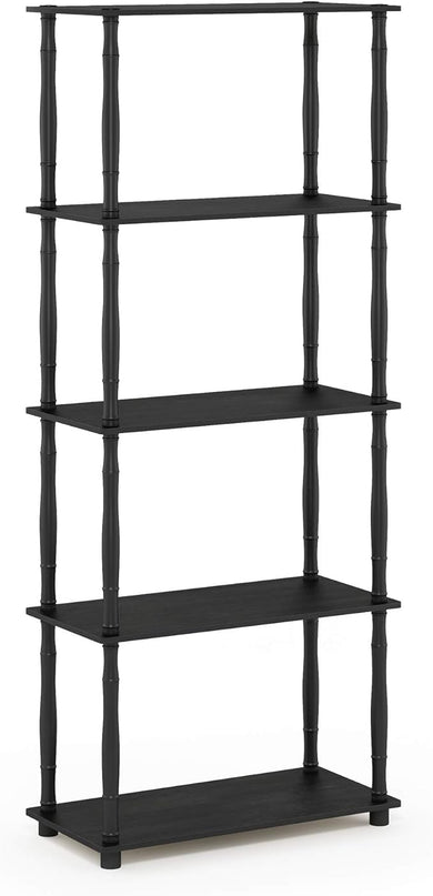 Furinno Turn-N-Tube 5-Tier Multipurpose Shelf / Display Rack / Storage Shelf / Bookshelf, Classic Tubes, Americano/Black - LeafyLoom
